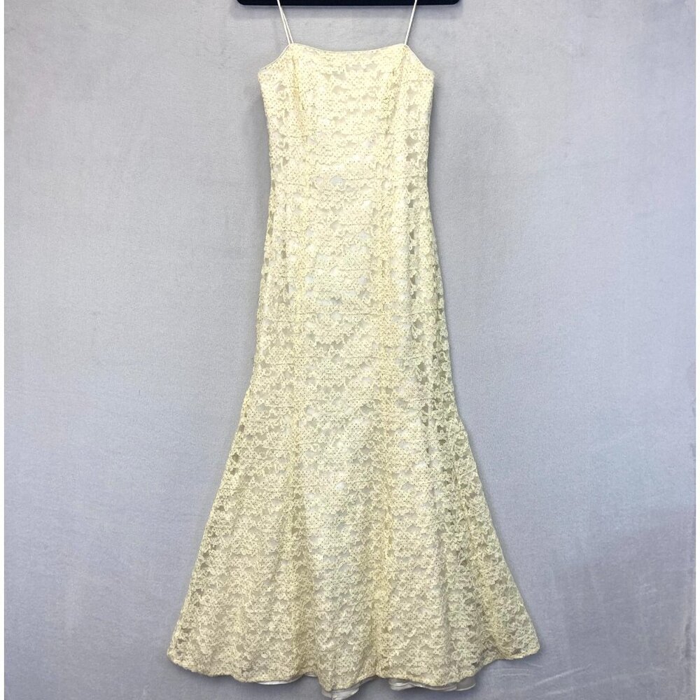 Vintage Dave And Johnny By Laura Ryner‎ Mermaid Dress 5 / 6 Ivory Gold Lace Gown